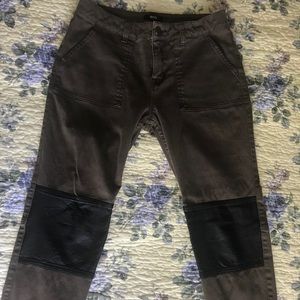 BDG Olive Khaki crop pants knee patches zippers